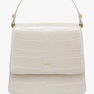 JW PEI Ivory Croc-Embossed Shoulder Bag